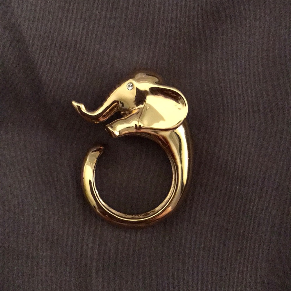 Kate Spade Elephant Wrap Ring Gold RARE Sz 6